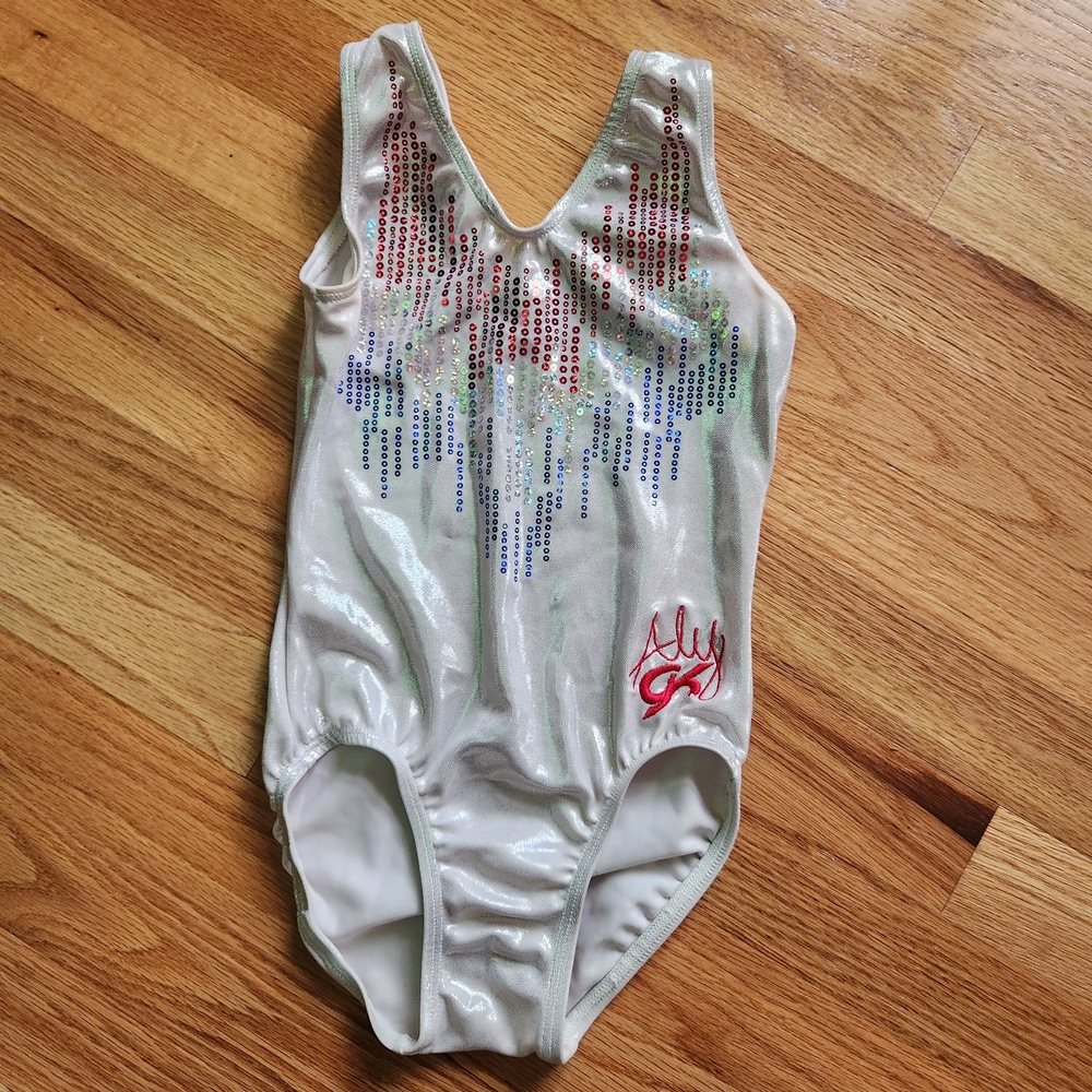 White Sequin Gymnastics Leotard